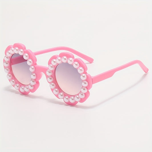 Y2K Flower Frame Pearl Sunglasses UV Protection