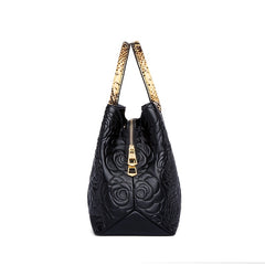 Floral Embossed Shoulder Bag Women's Large Zipper Purse