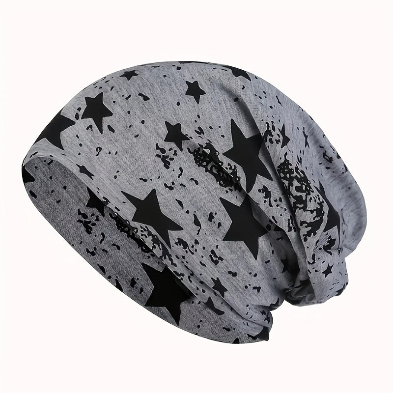 Unisex Double Layer Thin Beanie Hat with Pentagram Pattern