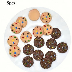 5pcs DIY Resin Cookie Charms for Crafts & Jewelry Making