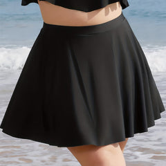  High Waisted Beach Skort Solid Stretch Bikini Bottoms