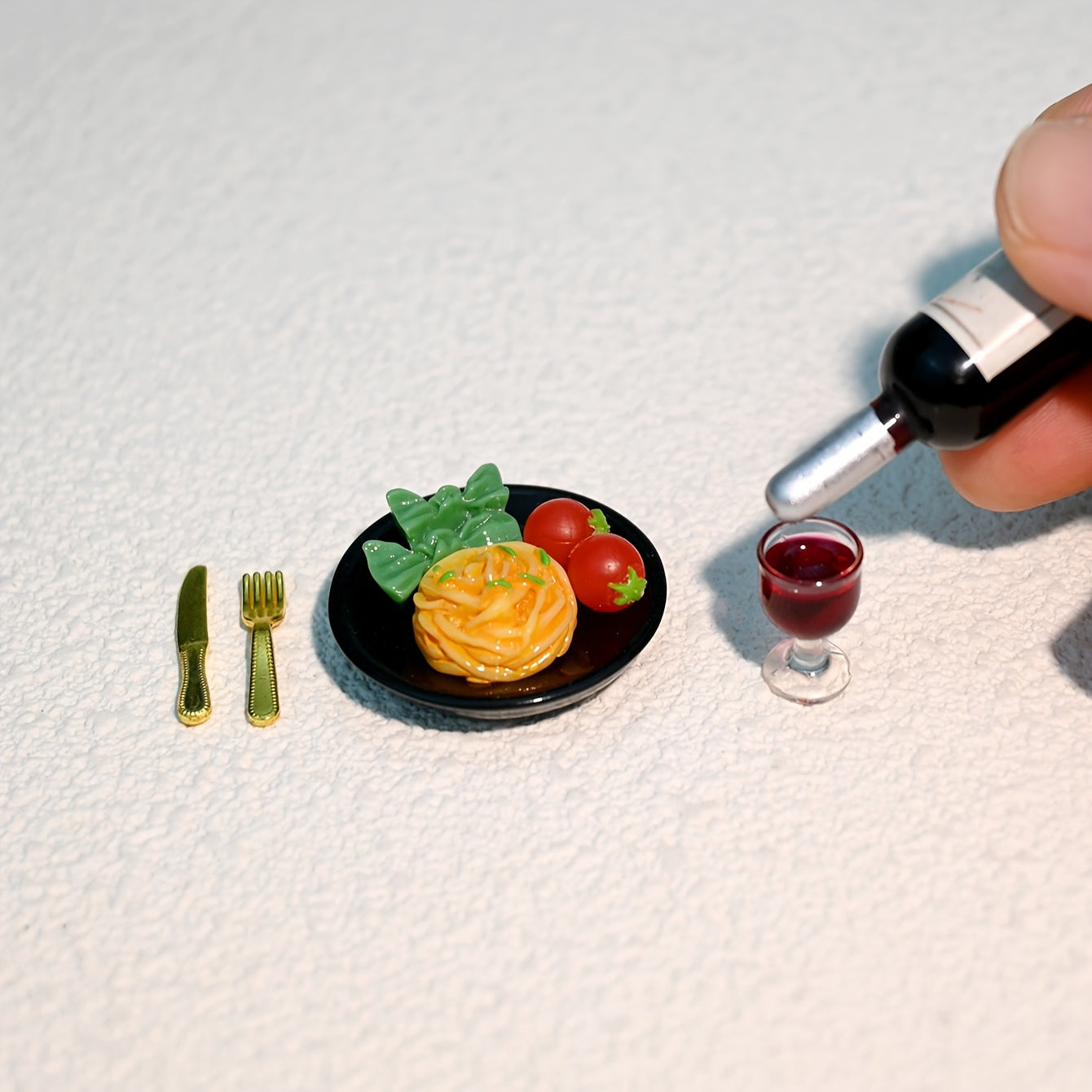 Red Wine Pasta and Steak Set for Dollhouse