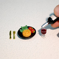 Red Wine Pasta and Steak Set for Dollhouse
