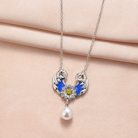 Heart Pendant Necklace Wings Flower Anniversary Gift Couple Necklace