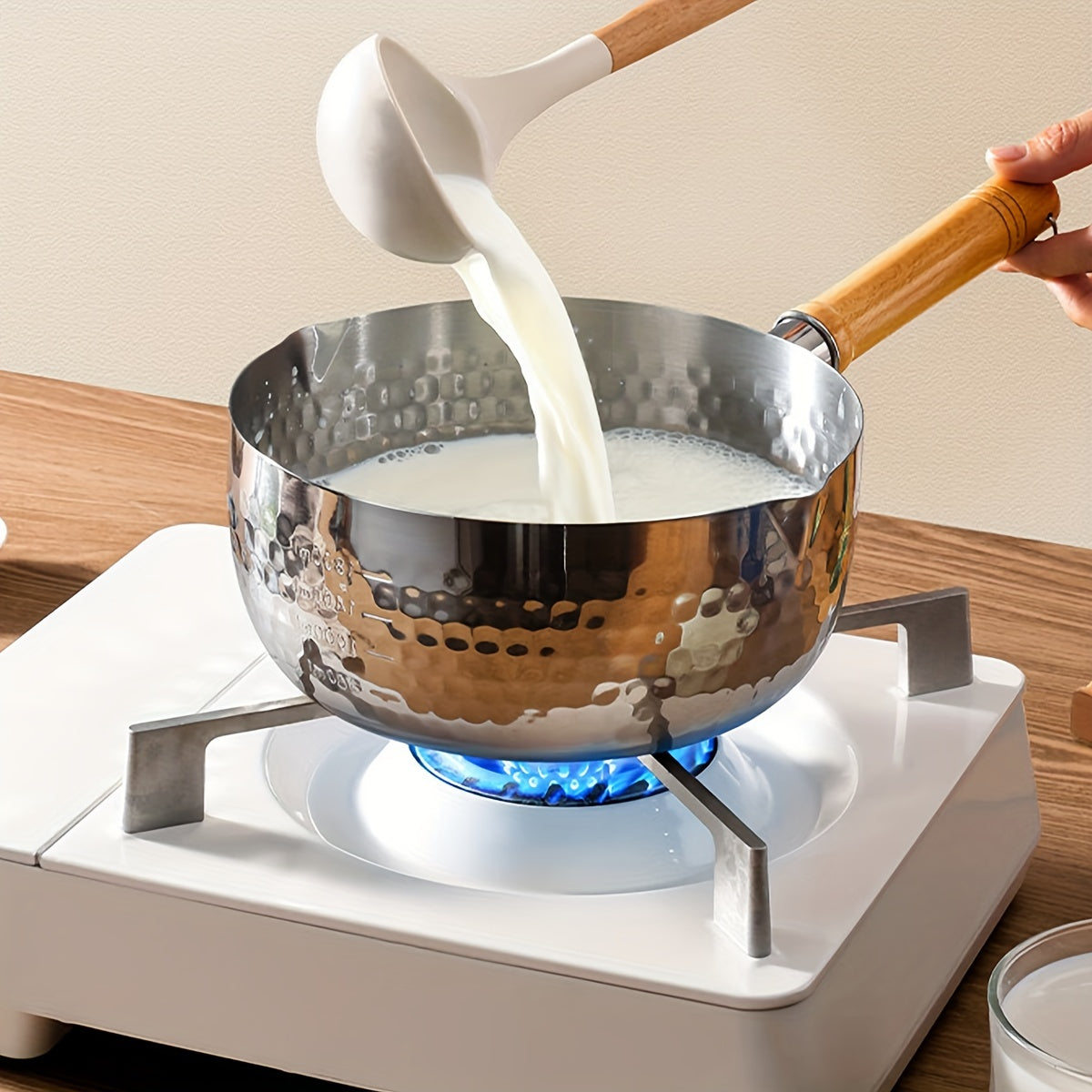 Yukihira Saucepan 7.87 Stainless Steel Nonstick Pot with Wooden Handle