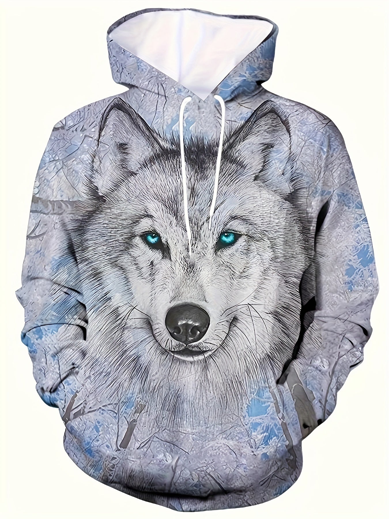 Wolf 3D Print Hoodie Kangaroo Pocket Pullover Mens Clothing