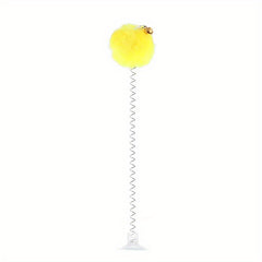 Interactive Plush Cat Toy with Feather Bell and Suction Cup