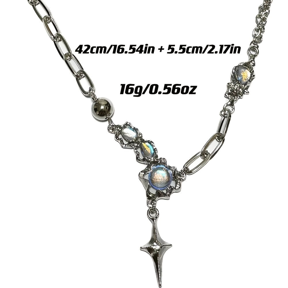 Y2K Style Pendant Necklace Inlaid Moonstone Clavicle Chain