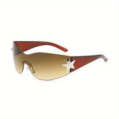 Round Star Polarized Sunglasses for Men, Frameless Design