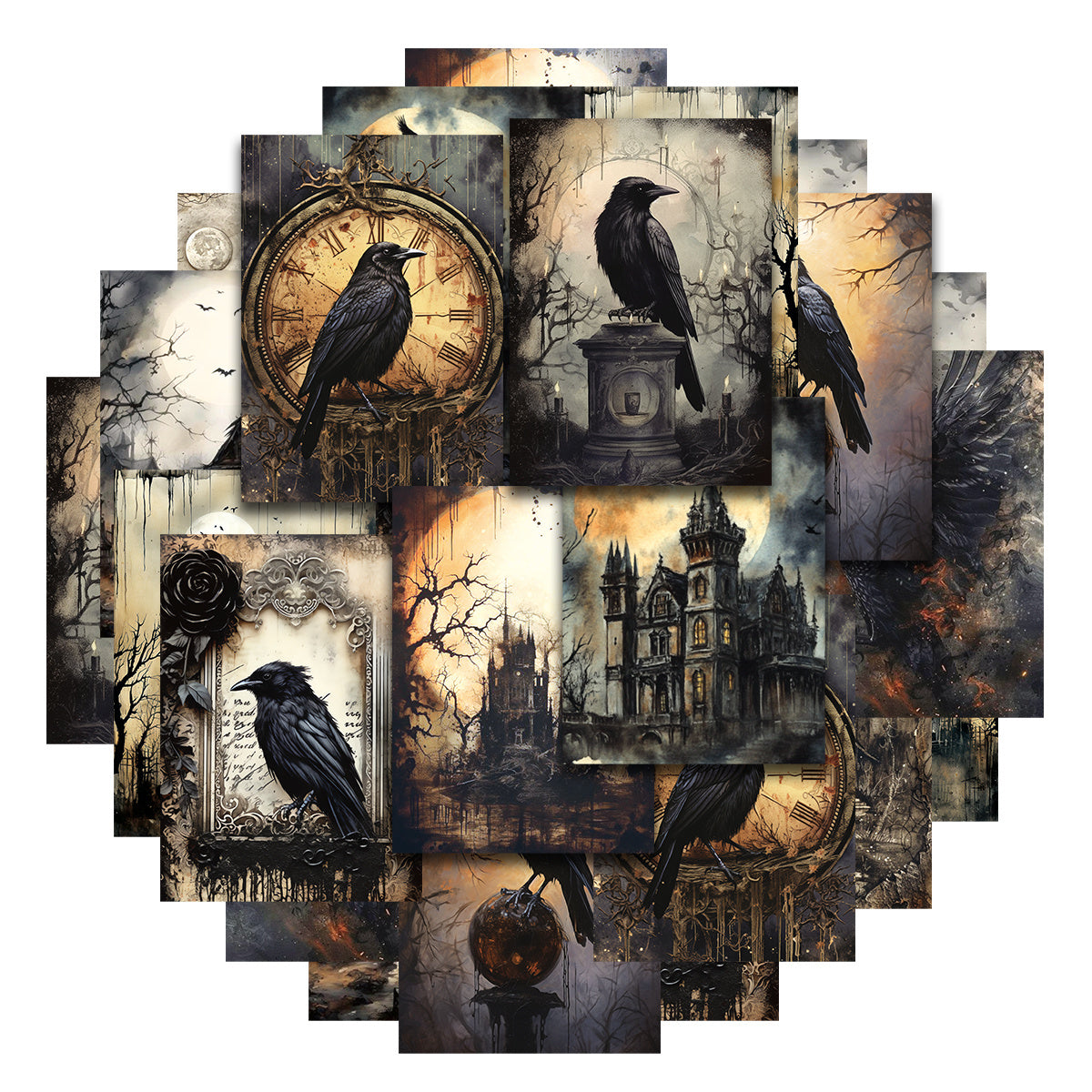 20pcs Dark Crow Castle Paper Material Non Sticky Base Decoration
