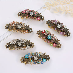 Vintage Flower Leaf Hair Clip Rhinestone Barrette Hair Accessories
