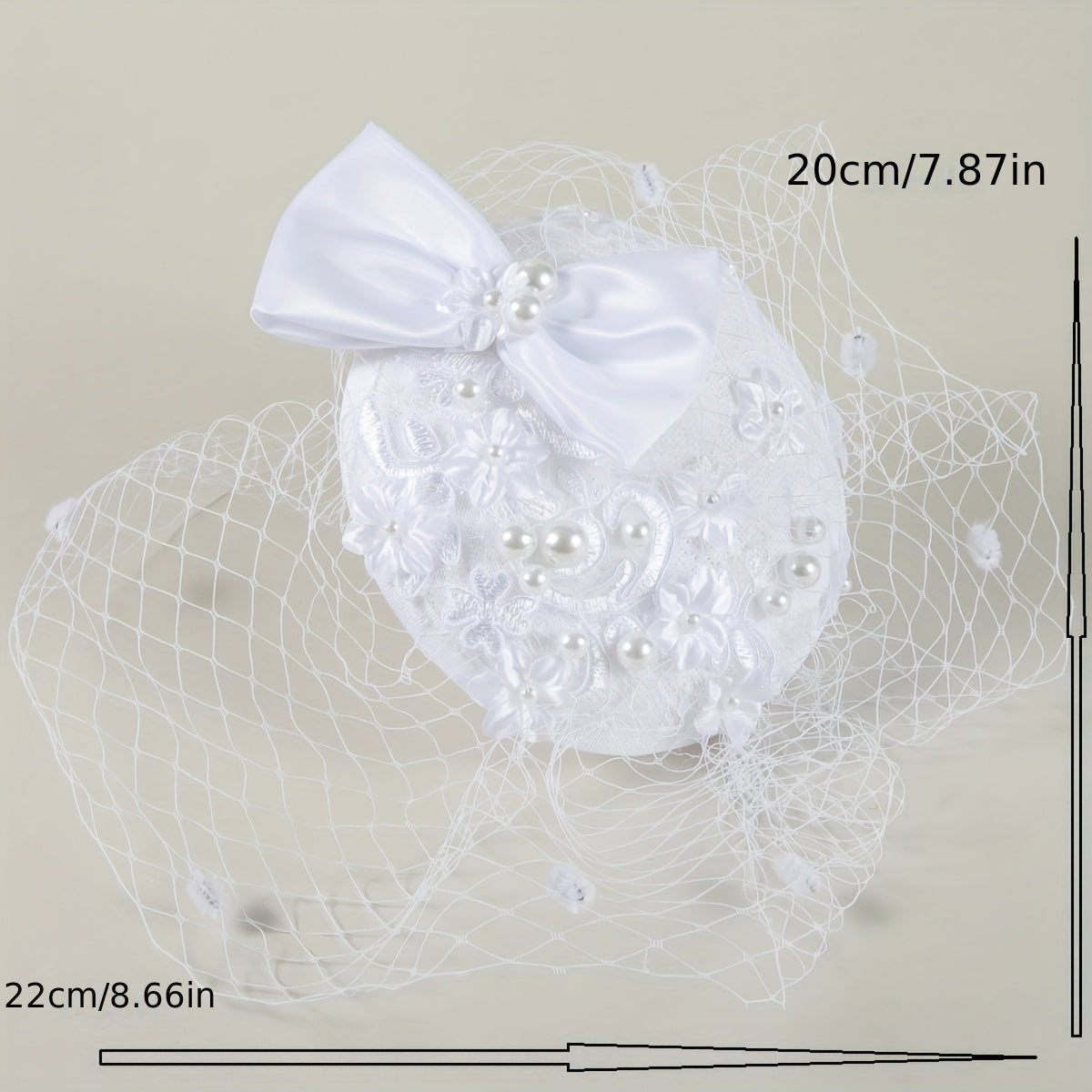 Mesh Head Piece Inlaid Faux Pearl with Satjson