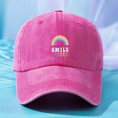 Rainbow Smile Washed Baseball Cap Love Print Sun Hats Dad Hat For Women