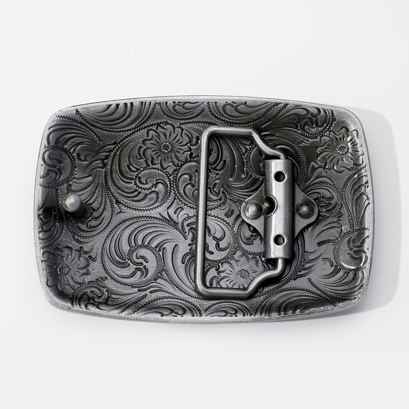 Vintage Turquoise Belt Buckle Geometric Engraved Western Cowboy Accessories