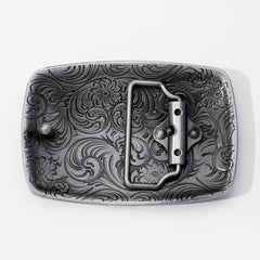 Vintage Turquoise Belt Buckle Geometric Engraved Western Cowboy Accessories