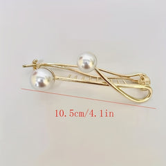 Metal Twist Hair Claw with Faux Pearl Head Jewelry