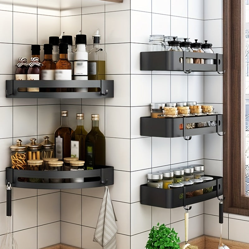 Wall Mount Spice Rack Holder Triangle Square Hanging Spice Organizer