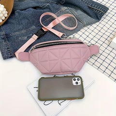Casual Quilted Crossbody Bag Chain Decor Waist Chest Bag