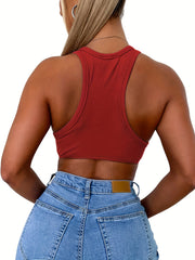 Ribbed Crop Tank Top Racerback Sleeveless Summer Top