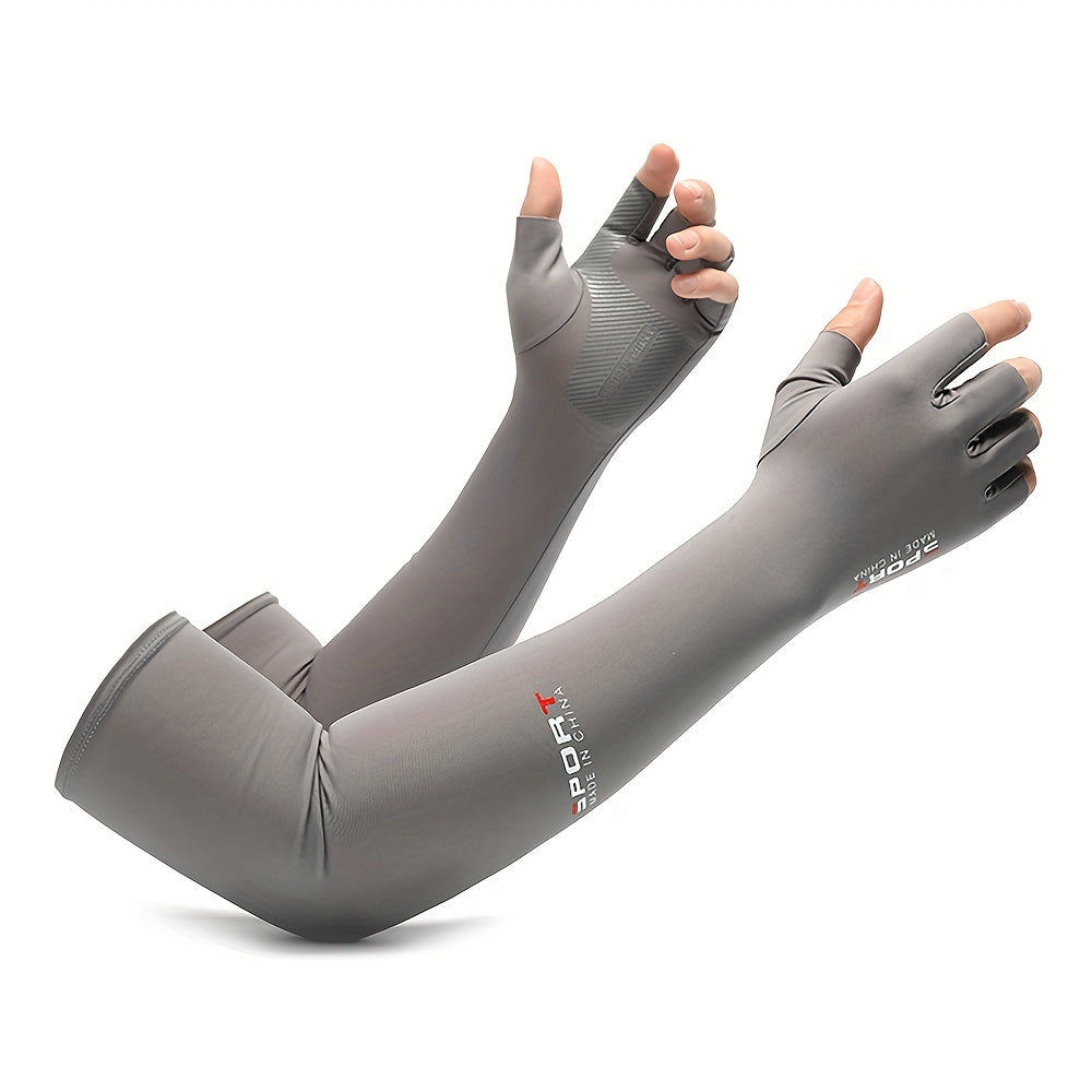 Unisex Anti UV Cooling Arm Sleeves with Fingerless Gloves