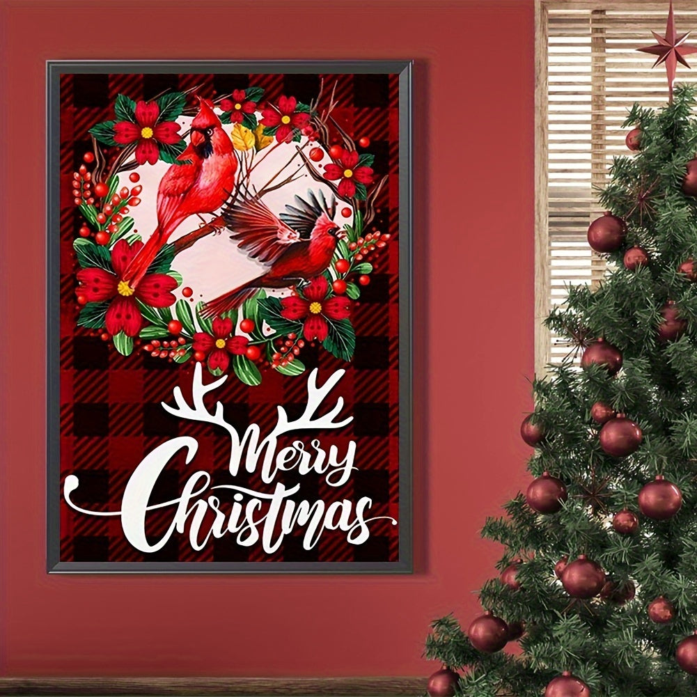 Flower Wreath Red Sparrow Pattern Canvas Painting Poster Print