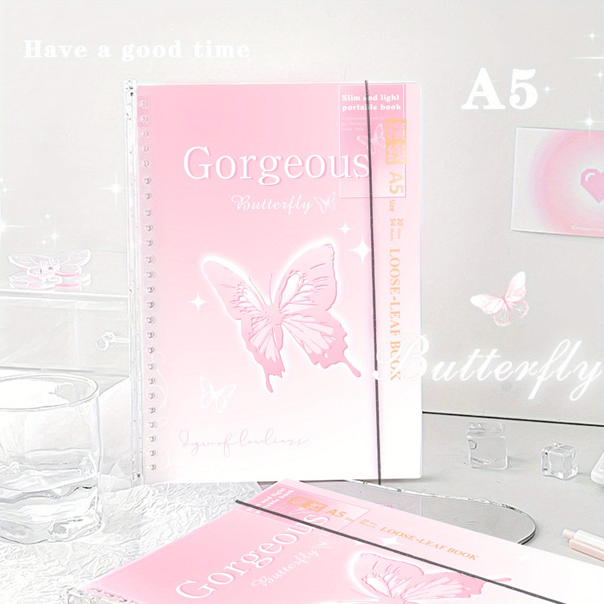 A5 B5 74 Sheets Butterfly Cover Waterproof Notebook