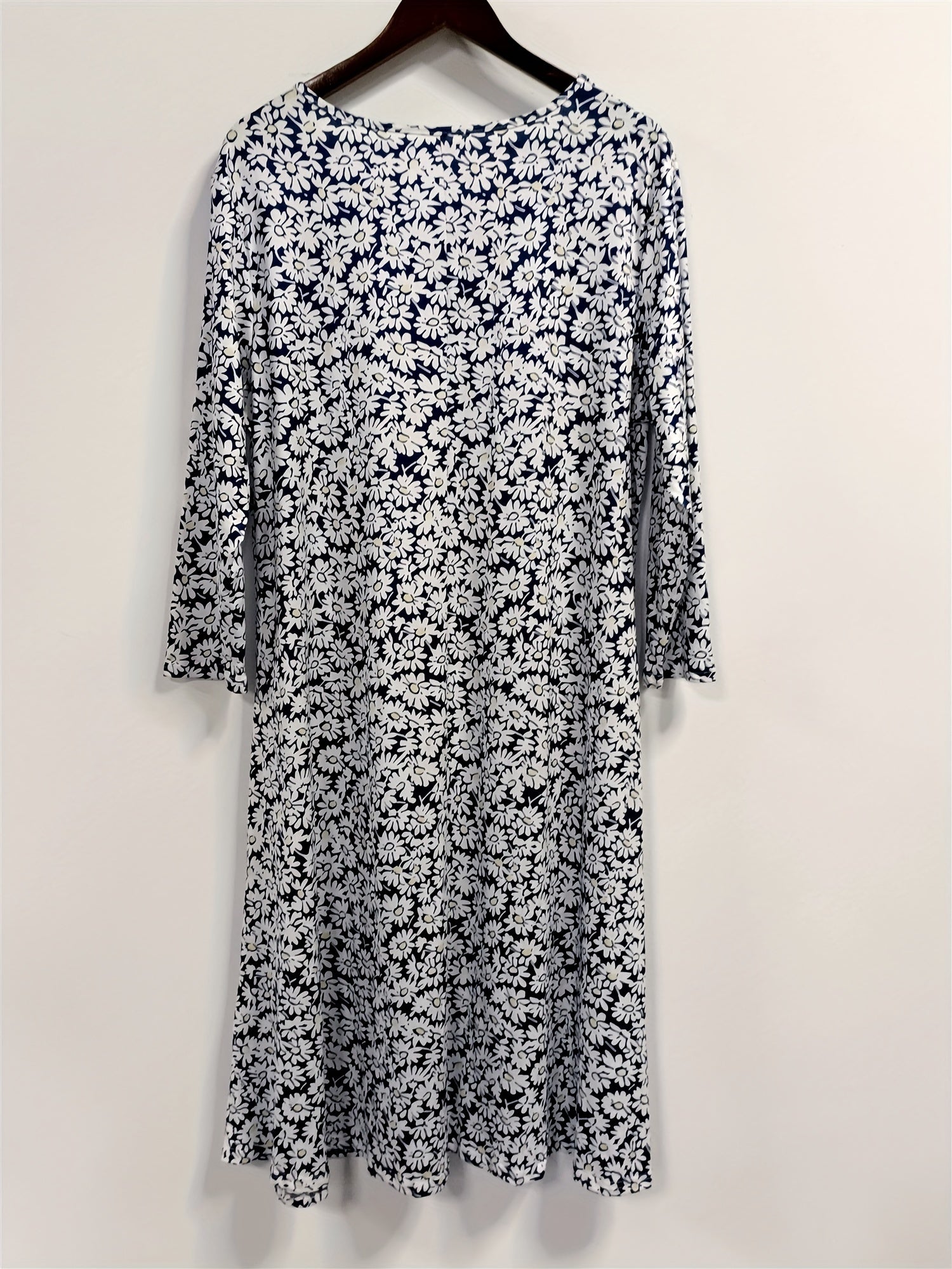  Casual Dress Women's Plus Floral Print V Neck Dress