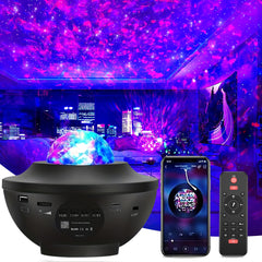Galaxy Star Projector Night Light Voice Control 4 In 1 Ocean Wave Galaxy & Star