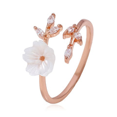 Flower Leaf Ring Wedding Engagement Party Jewelry Gift