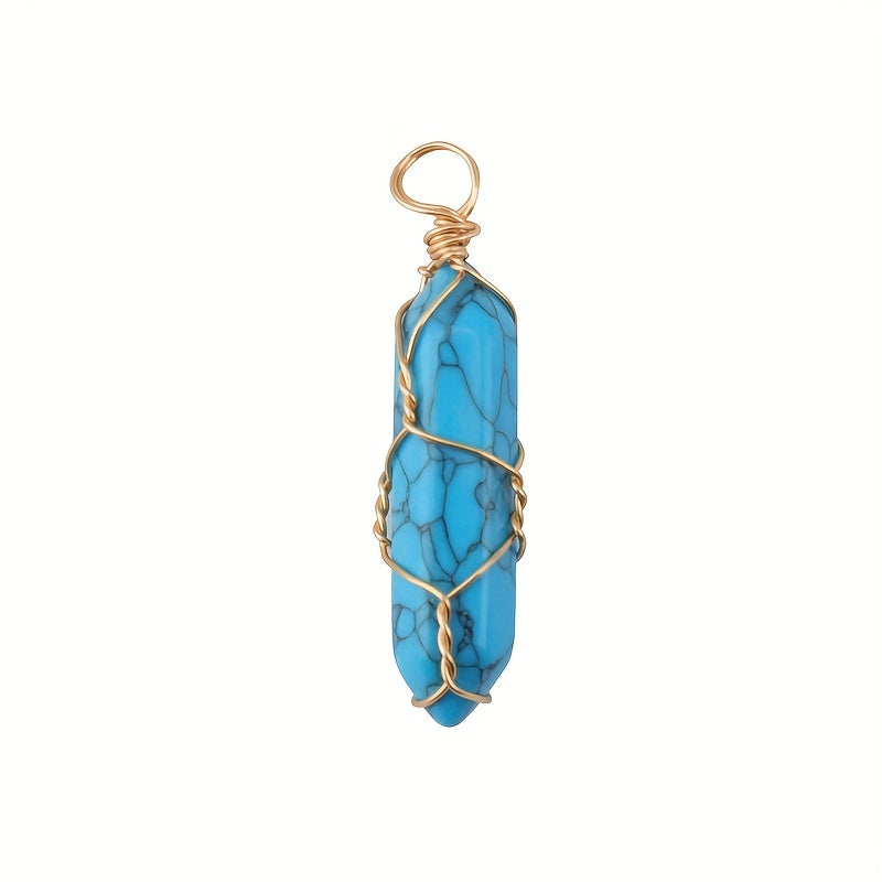Jade Crystal Hexagonal Column Bullet & Rhombus Pendant