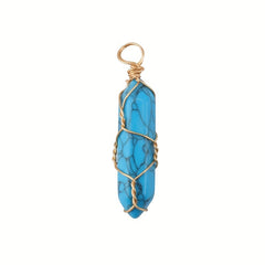Jade Crystal Hexagonal Column Bullet & Rhombus Pendant