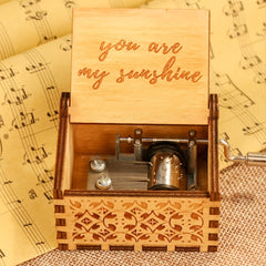 Hand Cranked Wooden Music Box Classic Ornament for DIY Arts and Crafts Gift