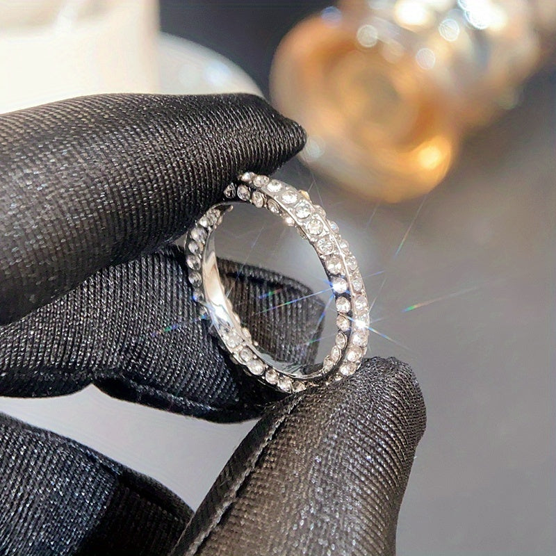 925 Silver Zircon Ring Wedding Promise Eternity Engagement Female Anniversary Gi