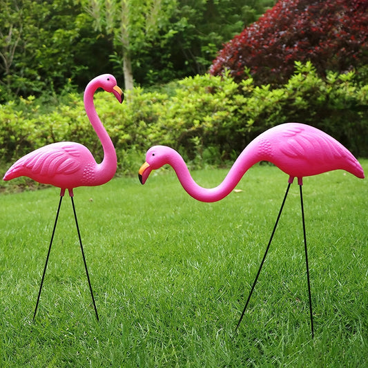 Small Pink Flamingo Yard Ornament Stakes Mini Lawn Plastic Flamingo Statue