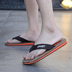 Men's Letter Print Arch Support Flip Flops Lightweight Non-slip Beach Sandals