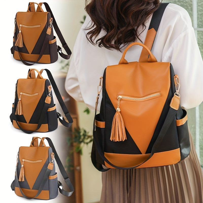 Contrast Backpack Purse Anti theft Lightweight Shoulder Bag