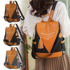 Contrast Backpack Purse Anti theft Lightweight Shoulder Bag
