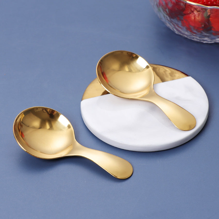 Golden Stainless Steel Tea Spoon - Durable Japanese Tableware