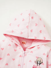 Baby Girls' Heart Printed Hooded Sweatshirt Top