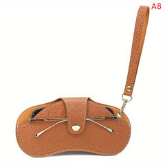 Lychee Embossed Glasses Cover Snap PU Leather Sunglasses Bag