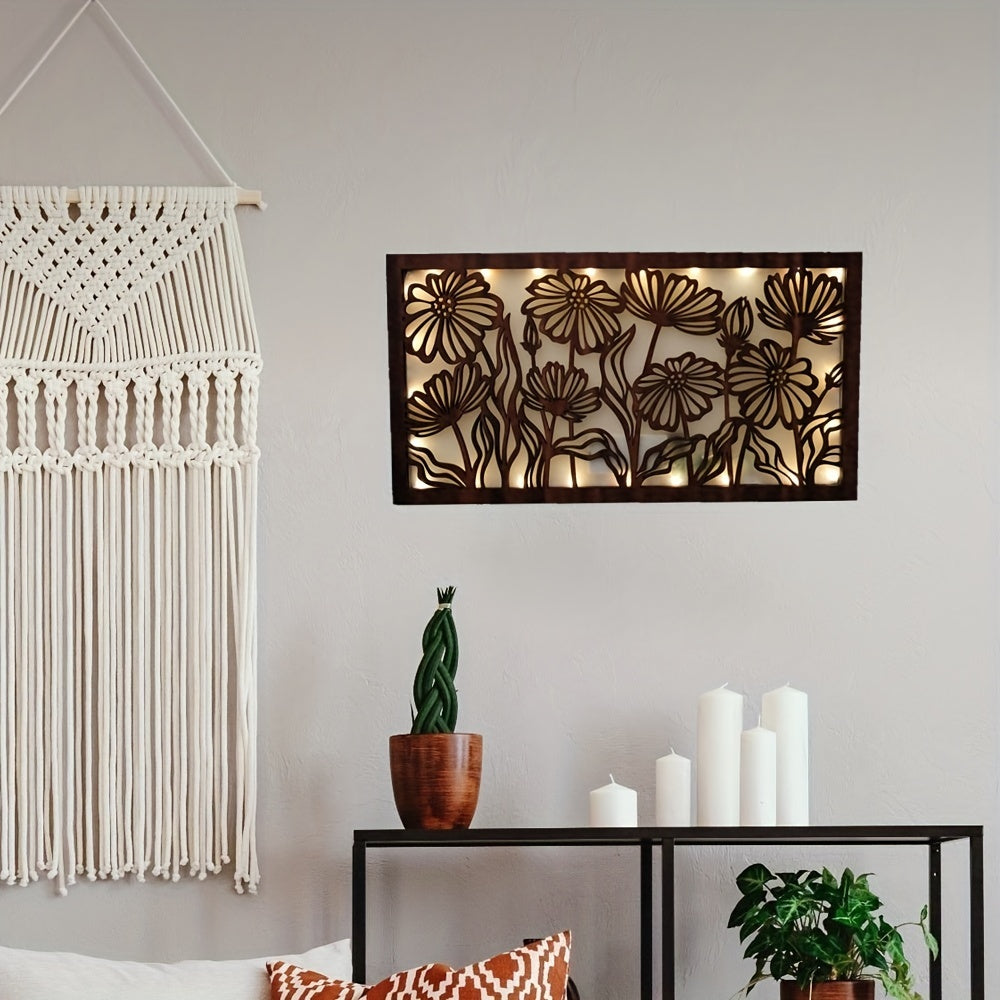 Wooden LED Flower Series Hanging Wall Decoration Pendant
