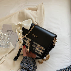 Women's Shoulder Bag Twilly Scarf Decor Flap Square Bag