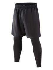 Men's Double Layer Stretch Sports Shorts - Summer Gym Workout