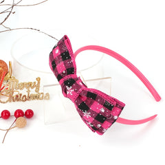 Christmas Bow Hair Band Double Checked Snowflake Ribbon Hair Band 6 Colors