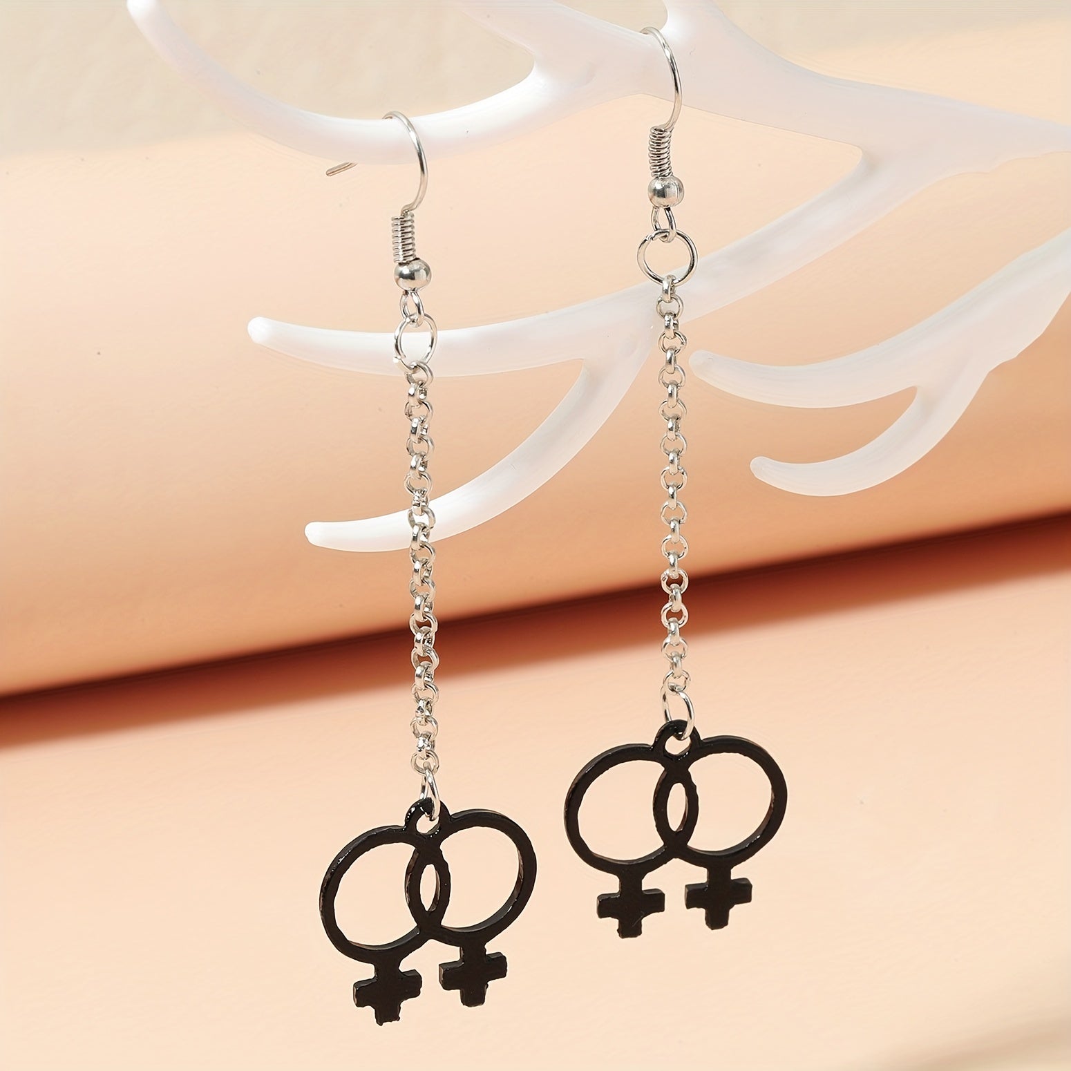 Girl Symbol Long Chain Dangle Earrings Minimalist Style Alloy Jewelry Gift