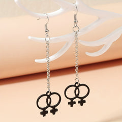 Girl Symbol Long Chain Dangle Earrings Minimalist Style Alloy Jewelry Gift