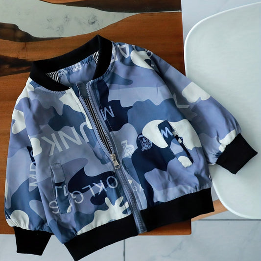 Boys Camo Print Windbreaker Jacket Zip Up Coat Kids Clothing