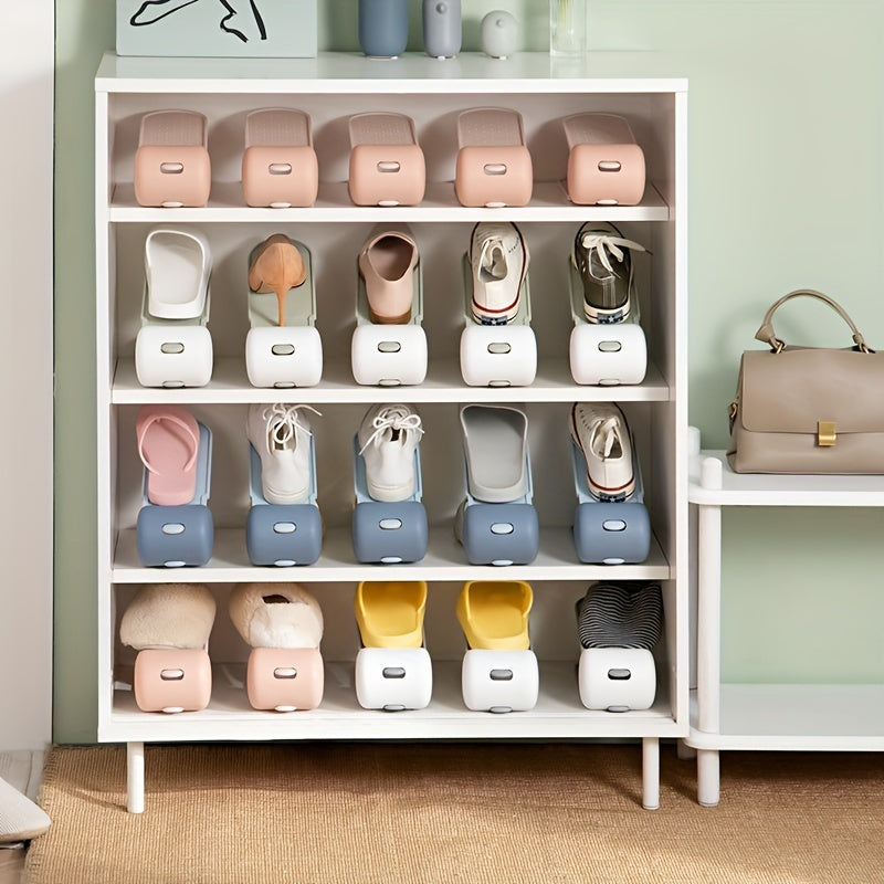 Adjustable Plastic Shoe Slot Organizer Double Layer Shoe Rack