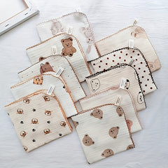 Animal Pattern Handkerchief Soft Face Towel Small Square Scarf Cartoon Hankies