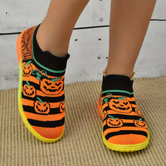 Women's Pumpkin Ghost Pattern Mesh Sneakers Sporty Running Shoes For Halloween